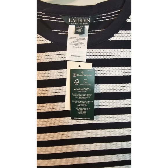 NWT Lauren Ralph Lauren Sequin Dress Sz XS Navy/White- Gorgeous! - Picture 7 of 9